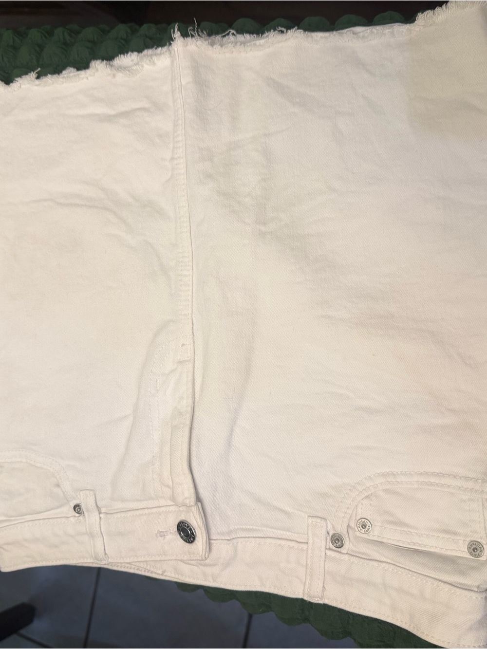 American Eagle Outfitters Cream Raw-Hem Denim Mini Skirt